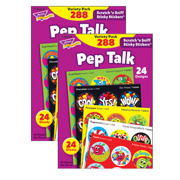 Trend Pep Talk Stinky Stickers Variety Pack, 288 Count Per Pack, 2 Packs T-83920-2