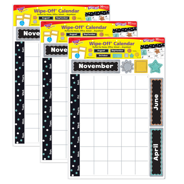 Trend I ? Metal Wipe-Off Calendar Bulletin Board Set, 3 Sets T-8428-3