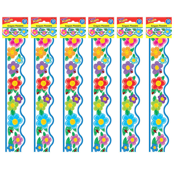 Trend Crayon Flowers Terrific Trimmers, 39 Feet Per Pack, 6 Packs T-92146-6