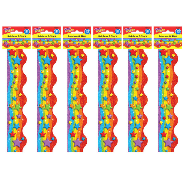 Trend Rainbow & Stars Terrific Trimmers, 39 Feet Per Pack, 6 Packs T-92332-6