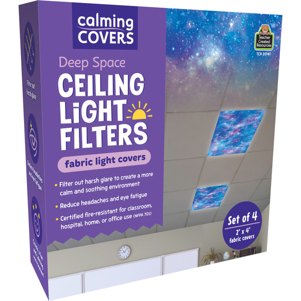 Teacher Calming Covers Ceiling Light Filters, 2' X 4', Deep Space, Pack Of 4 TCR20141
