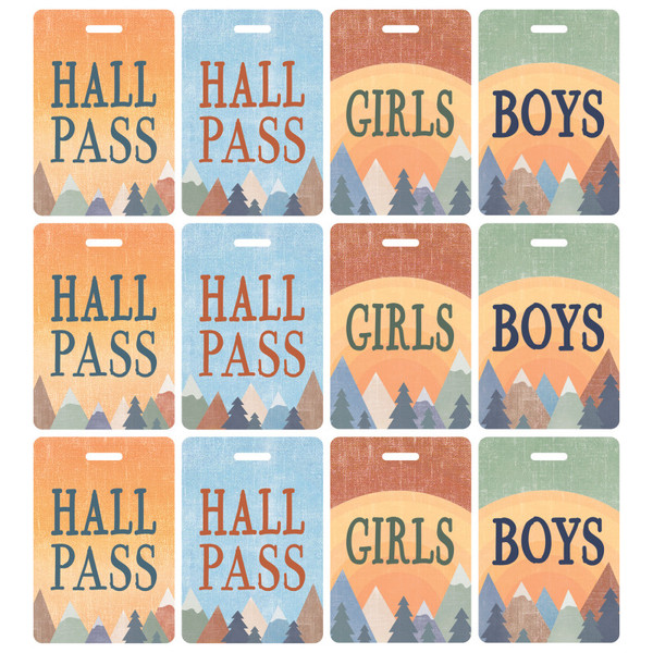 Teacher Moving Mountains Hall Pass With Lanyard, 4 Per Pack, 3 Packs TCR20321-3
