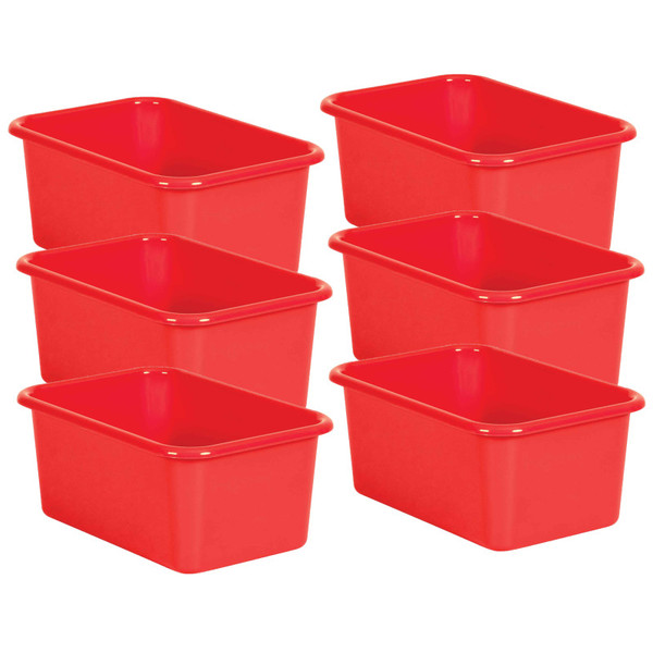 Teacher Red Small Plastic Storage Bin, Pack Of 6 TCR20385-6