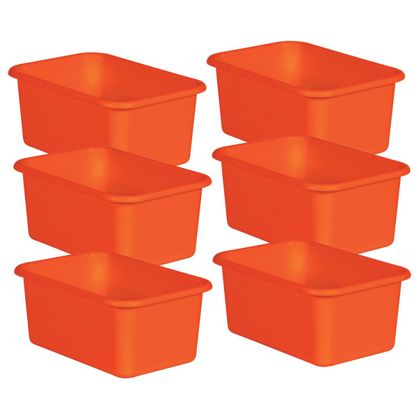 Teacher Orange Small Plastic Storage Bin, Pack Of 6 TCR20394-6