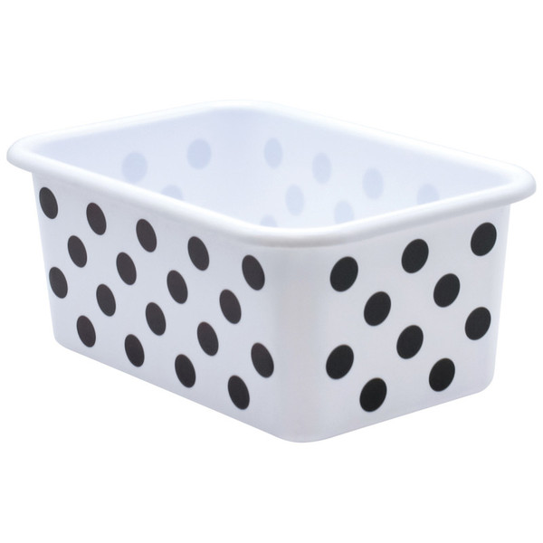 Teacher Black Polka Dots On White Small Plastic Storage Bin TCR20401