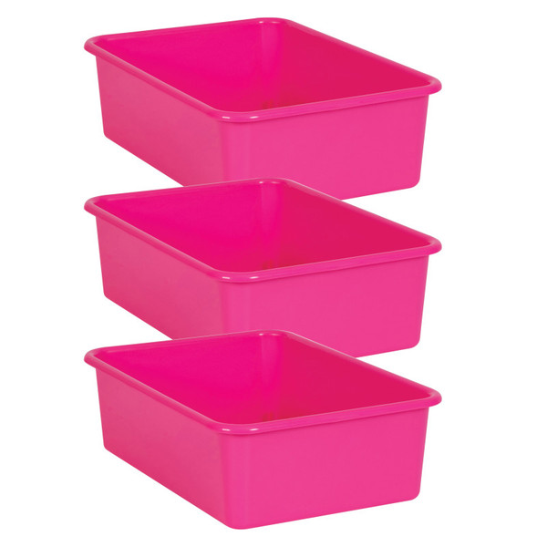 Teacher Pink Large Plastic Storage Bin, Pack Of 3 TCR20408-3