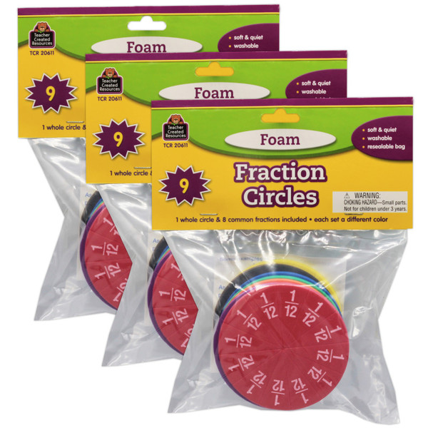 Teacher Foam Fraction Circles, 51 Pieces Per Set, 3 Sets TCR20611-3