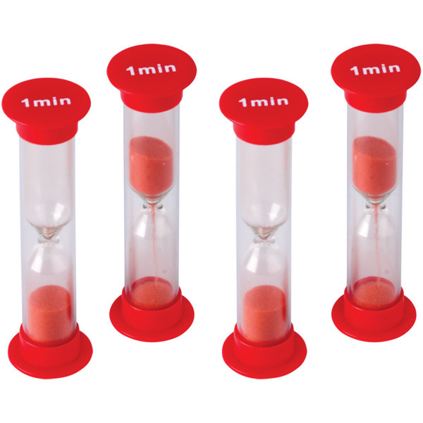 Teacher 1 Minute Sand Timers - Small, Red, Pack Of 4 TCR20646