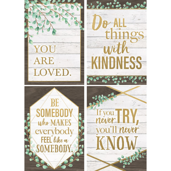 Teacher Eucalyptus Posters, 13-3/8" X 19", Set Of 4 TCR2088528