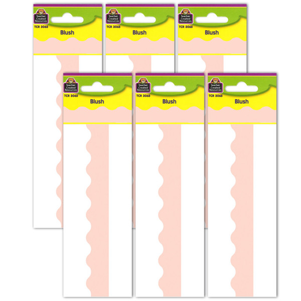 Teacher Blush Scalloped Border Trim, 35 Feet Per Pack, 6 Packs TCR3065-6