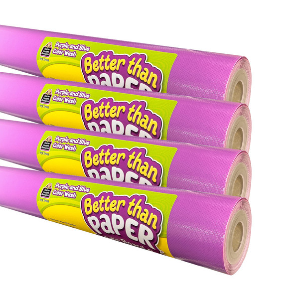 Teacher Better Than Paper Bulletin Board Roll, Purple And Blue Color Wash, 4-Pack TCR32452