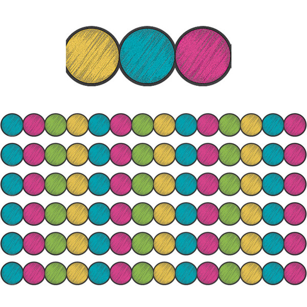 Teacher Chalkboard Brights Circles Die-Cut Border Trim, 35 Feet Per Pack, 6 Packs TCR3498-6