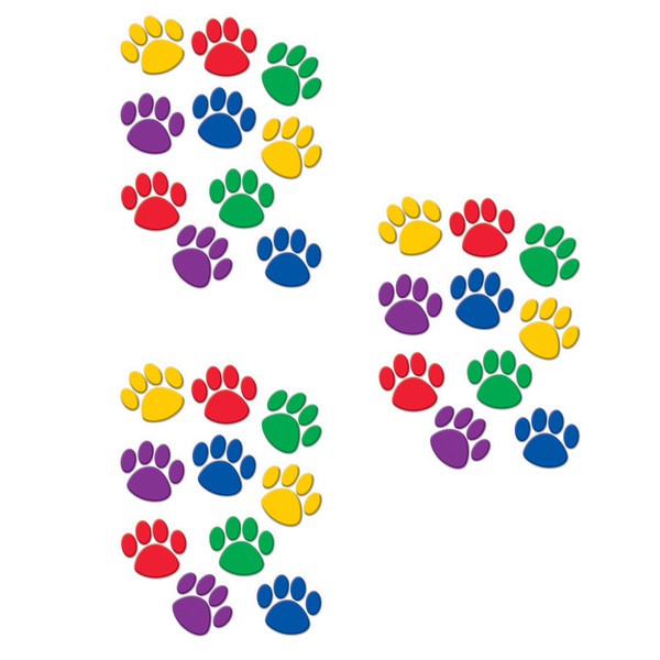 Teacher Colorful Paw Print Accents, 30 Per Pack, 3 Packs TCR4114-3
