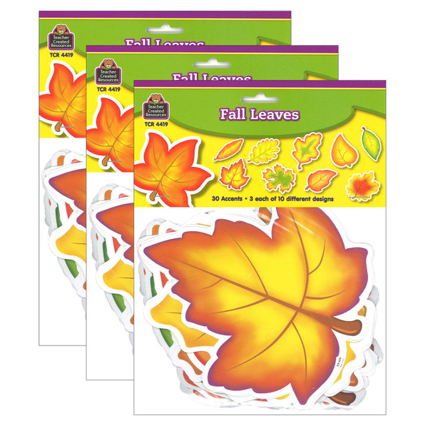 Teacher Fall Leaves Accents, 30 Per Pack, 3 Packs TCR4419-3