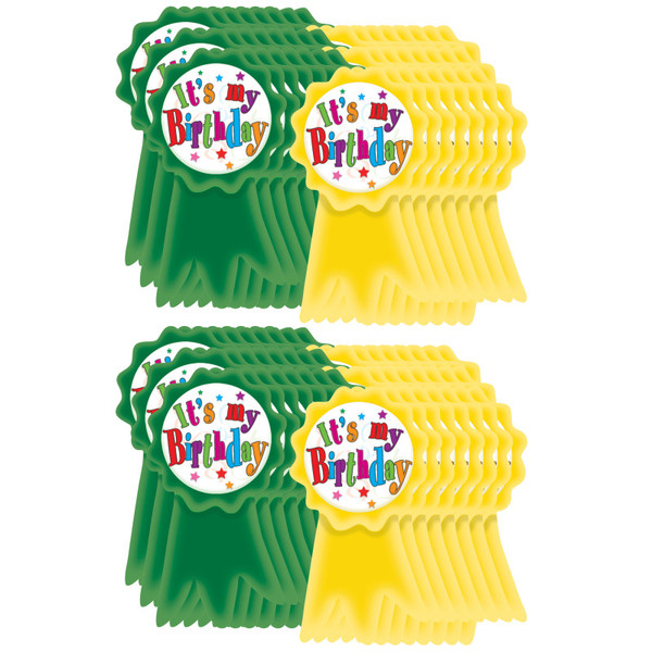 Teacher Birthday Ribbons Wear 'Em Badges, 16 Per Pack, 6 Packs TCR4851-6