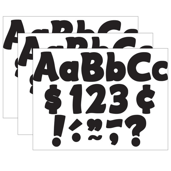 Teacher Black Funtastic 4" Letters Combo Pack, 208 Per Pack, 3 Packs TCR5453-3