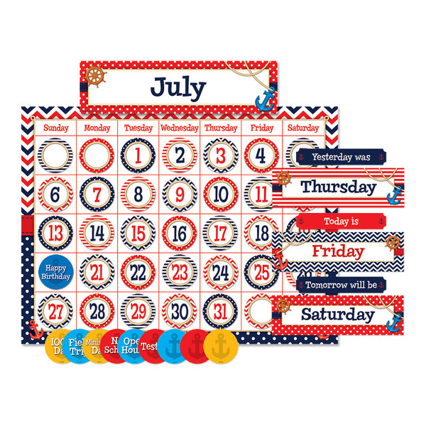 Teacher Nautical Calendar Bulletin Board Display Set TCR5492