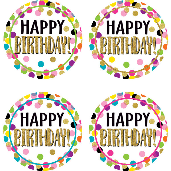 Teacher Confetti Happy Birthday Wear Em Badges, Pack Of 32 TCR5598