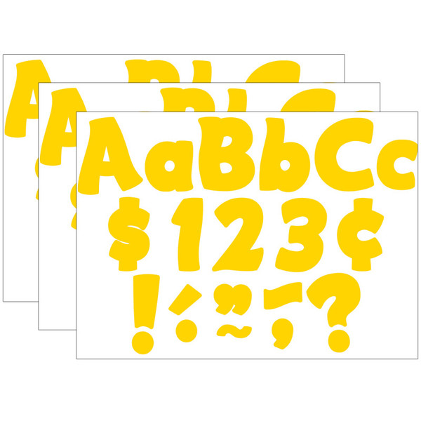 Teacher Yellow Gold Funtastic 4" Letters Combo Pack, 208 Per Pack, 3 Packs TCR5818-3