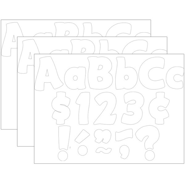 Teacher White Funtastic 4" Letters Combo Pack, 208 Per Pack, 3 Packs TCR5819-3