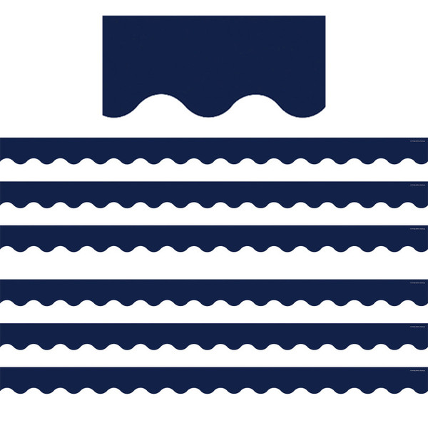 Teacher Navy Scalloped Border Trim, 35 Feet Per Pack, 6 Packs TCR5861-6