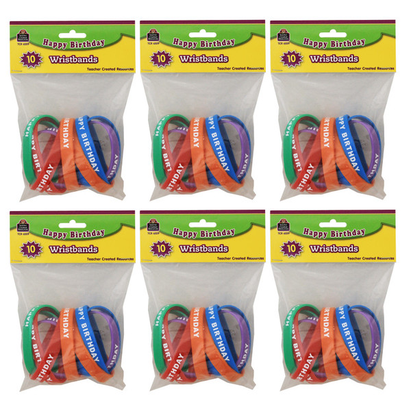 Teacher Happy Birthday Wristbands, 10 Per Pack, 6 Packs TCR6559-6