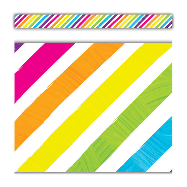Teacher Brights 4Ever Stripes Straight Border Trim, 35 Feet TCR6927