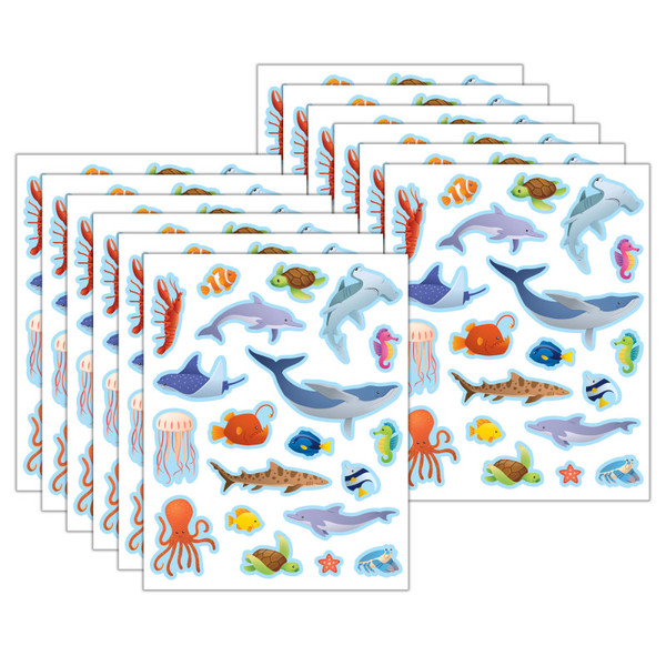 Teacher Ocean Animals Stickers, 120 Per Pack, 12 Packs TCR7095-12