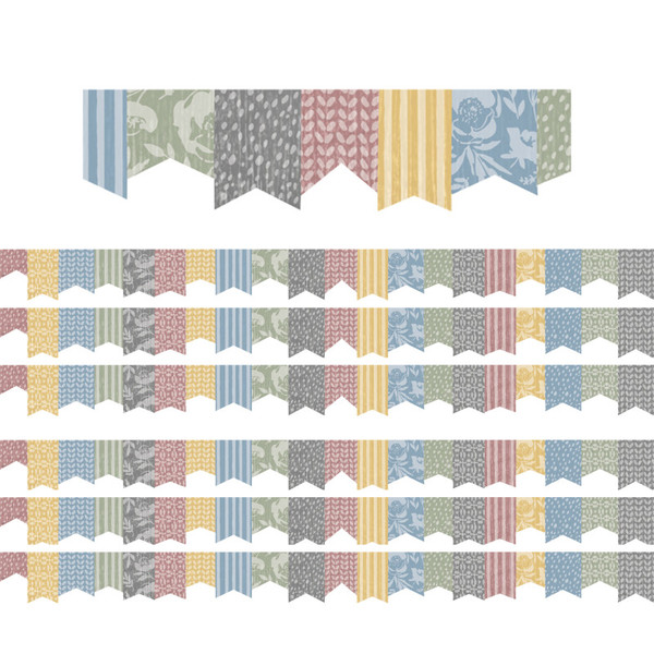 Teacher Classroom Cottage Pennants Die-Cut Border Trim, 35 Feet Per Pack, 6 Packs TCR7183-6