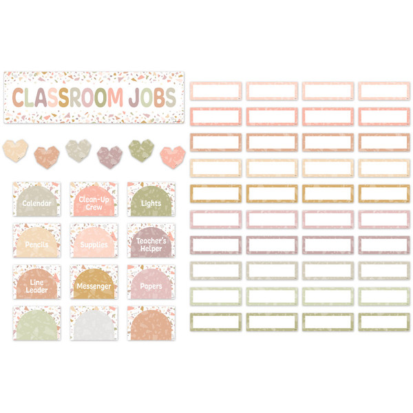 Teacher Terrazzo Tones Classroom Jobs Mini Bulletin Board Set, 59 Pieces TCR7209