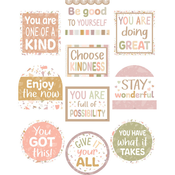 Teacher Terrazzo Tones Positive Sayings Accents, Pack Of 30 TCR7219