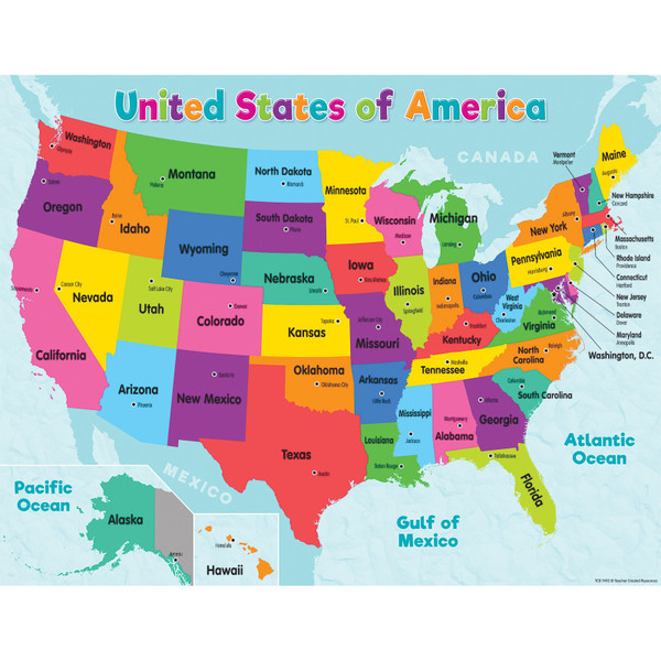 Teacher Colorful United States Of America Map Chart TCR7492