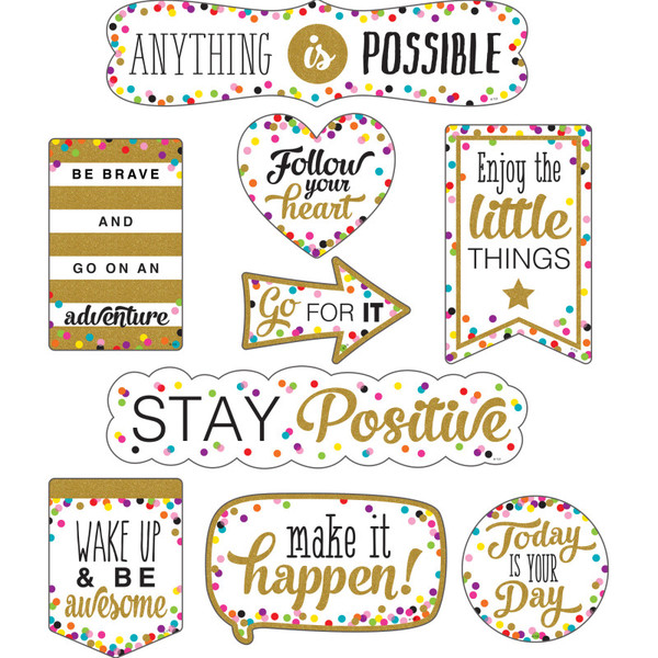 Teacher Clingy Thingies Confetti Positive Sayings Accents TCR77326