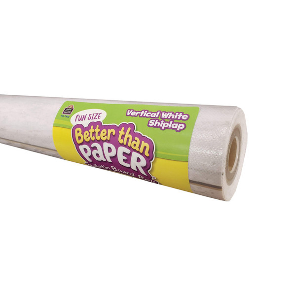 Teacher Fun Size Better Than Paper Bulletin Board Roll, 18" X 12', Vertical White Shiplap TCR77402