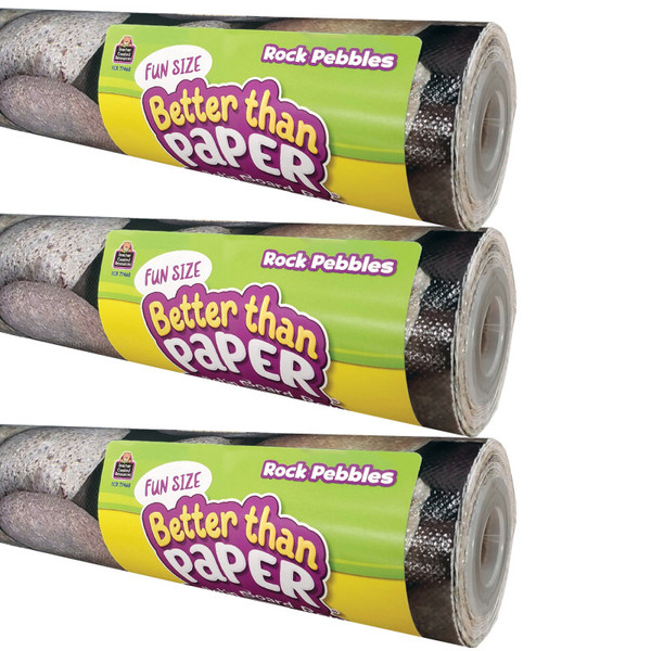 Teacher Fun Size Better Than Paper Bulletin Board Roll, 18" X 12', Rock Pebbles, Pack Of 3 TCR77468-3