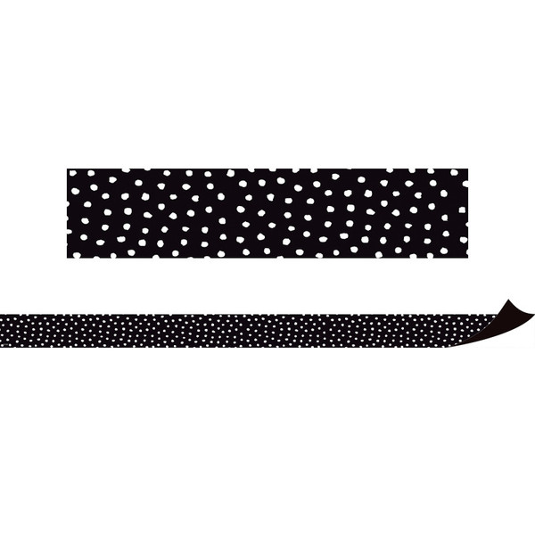 Teacher Black With White Painted Dots Magnetic Border, 24 Feet TCR77565