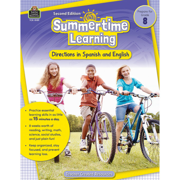 Teacher Summertime Learning: English And Spanish Directions, Grade 8 Second Edition (Prep) TCR8189