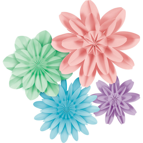 Teacher Pastel Pop Paper Flowers, Pack Of 4 TCR8352