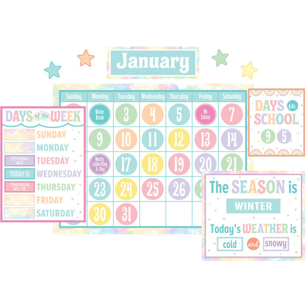 Teacher Pastel Pop Calendar Bulletin Board Set TCR8411