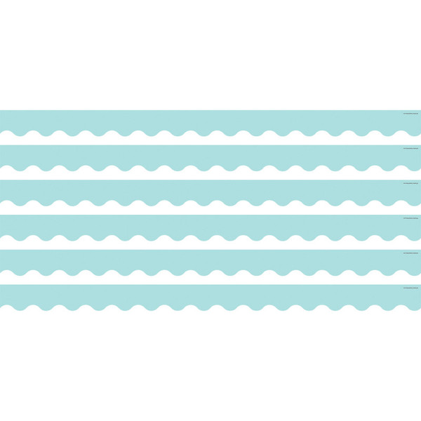 Teacher Pastel Blue Scalloped Border Trim, 35 Feet Per Pack, 6 Packs TCR8426-6