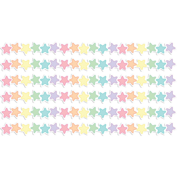 Teacher Pastel Pop Stars Die-Cut Border Trim, 35 Feet Per Pack, 6 Packs TCR8432-6