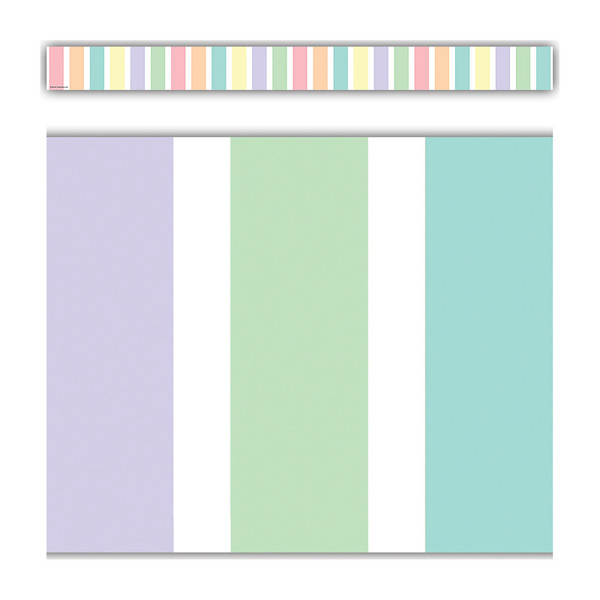 Teacher Pastel Pop Stripes Straight Border Trim, 35 Feet TCR8444
