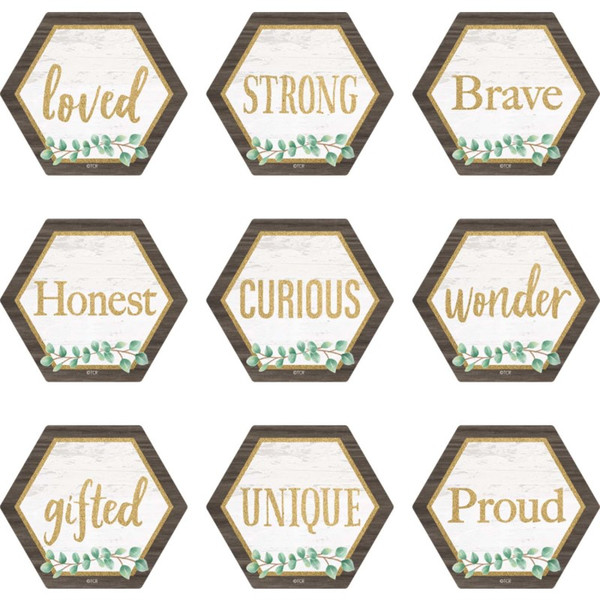 Teacher Eucalyptus Positive Words Mini Accents, Pack Of 36 TCR8476