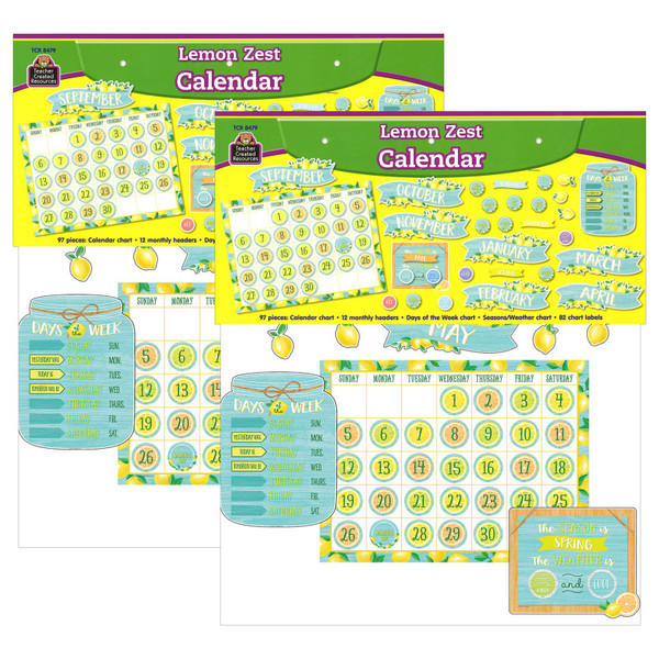 Teacher Lemon Zest Calendar Bulletin Board Set, 2 Sets TCR8479-2