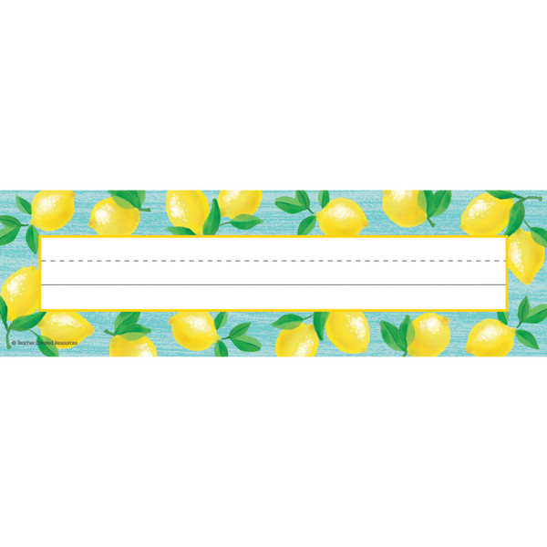 Teacher Lemon Zest Flat Name Plates, 11.5" X 3.5", Pack Of 36 TCR8482