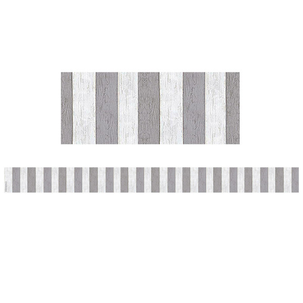 Teacher Modern Farmhouse Gray Stripes Straight Border Trim, 35 Feet TCR8515