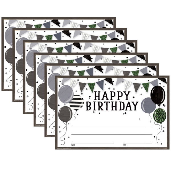 Teacher Modern Farmhouse Happy Birthday Awards, 30 Per Pack, 6 Packs TCR8528-6