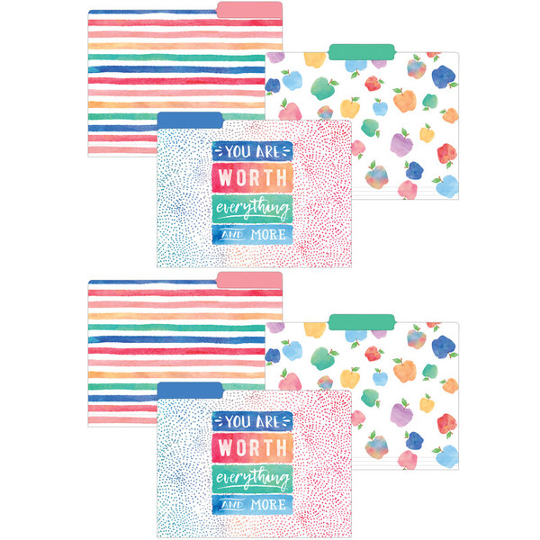 Teacher Watercolor File Folders, 12 Per Pack, 2 Packs TCR8541-2