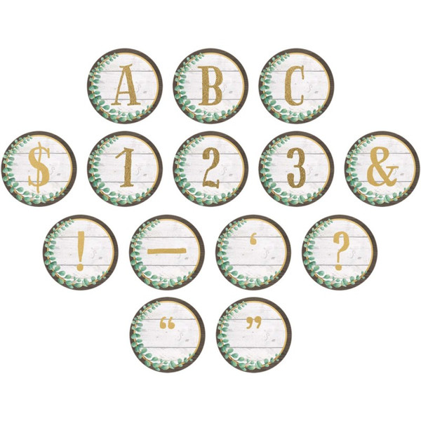 Teacher Eucalyptus Circle Letters, 216 Pieces TCR8726