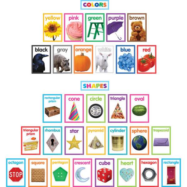 Teacher Colorful Photo Shapes & Colors Cards Bulletin Board Set TCR8799